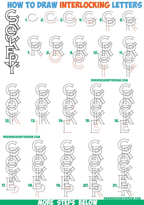 How To Draw Cool 3d Interlocking Letters In Easy Step By Step Drawing