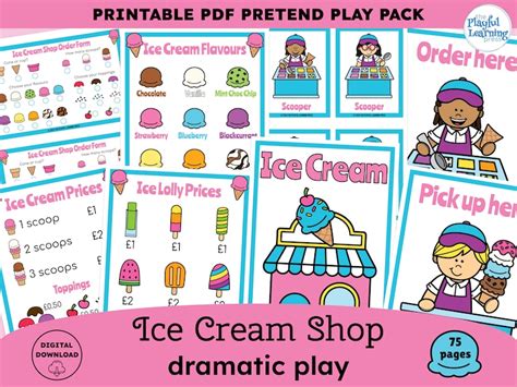 Ice Cream Shop Dramatic Play Printables For Pretend Play Ice Cream