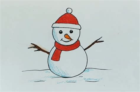 Easy Christmas Drawings Snowman