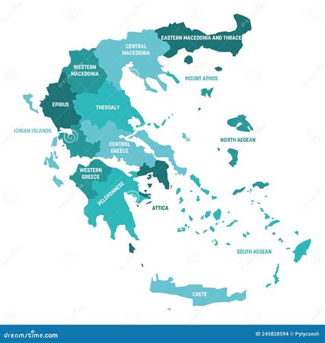 Greece - Map of Decentralized Administrations Stock Vector ...