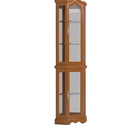 Lighted Corner Curio Cabinet Golden Oak Pricepulse