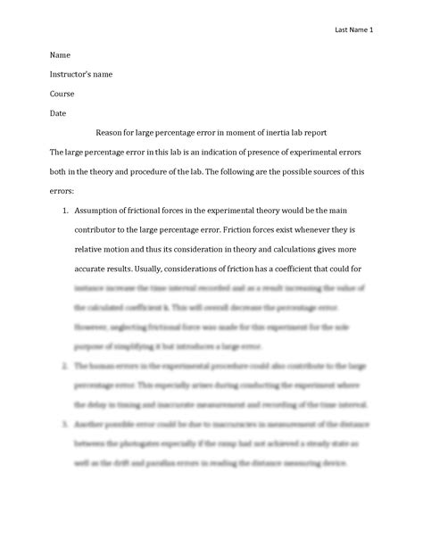 SOLUTION: Sources Of Errors In Moment Lab - Studypool