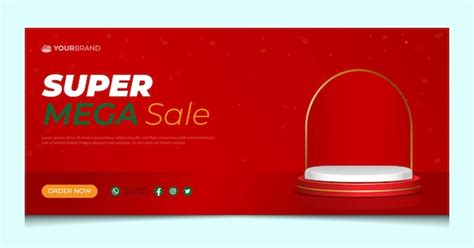 Premium Vector Christmas Banner With 3d Podium On Red Background With