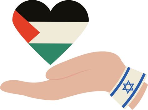 Israel And Palestine Flags In Hands Forming Heart Vector Image