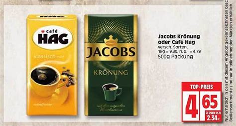 Jacobs krönung oder café hag Angebot bei Edeka