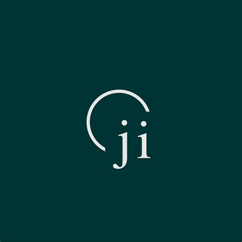 Ji Initial Monogram Logo With Circle Style Design Vector Art