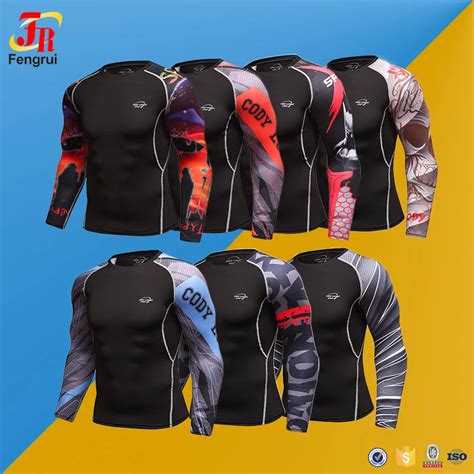 Cody Lundin Sport Splicing Upf 50 Long Sleeve Rashguard Men Jiu Jitsu