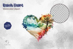 Beach Heart Watercolor Clipart Graphic By Crafty Wonders Creative Fabrica