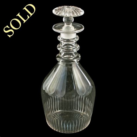 Antique Cut Glass Decanter Georgian Triple Ring Decanter