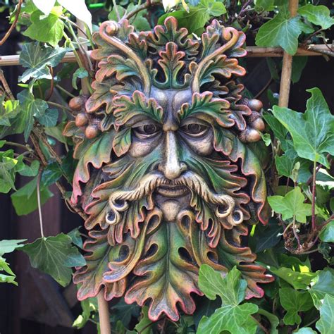 Green Man Face Wall Plaque Tree Spirit Etsy