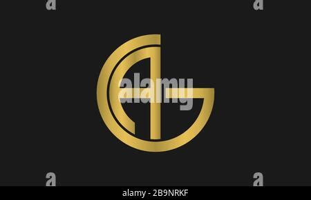 Monogram Initial Ag Ga Logo Template Black Color Vector Illustration