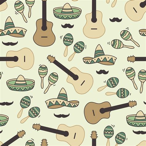 Seamless Pattern Of Mexican Mariachi Related Things 22285087 Vector Art