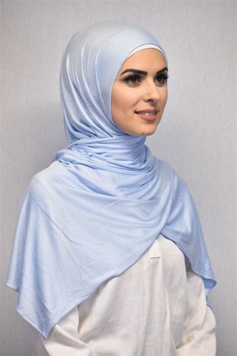 Plain Light Blue Jersey Hijab Um Anas Islamic Clothing Hijabs