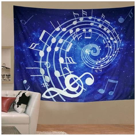 Music Tapestry Wall Hanging Blue Music Note Wall Tapestry Etsy