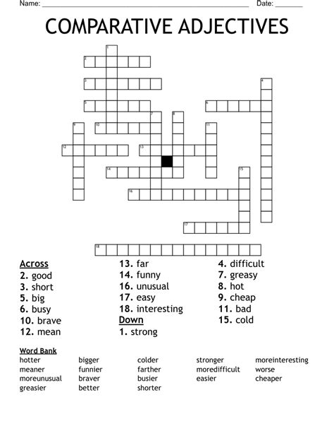 Comparative Adjectives Word Search Wordmint