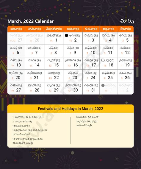 Telugu Calender