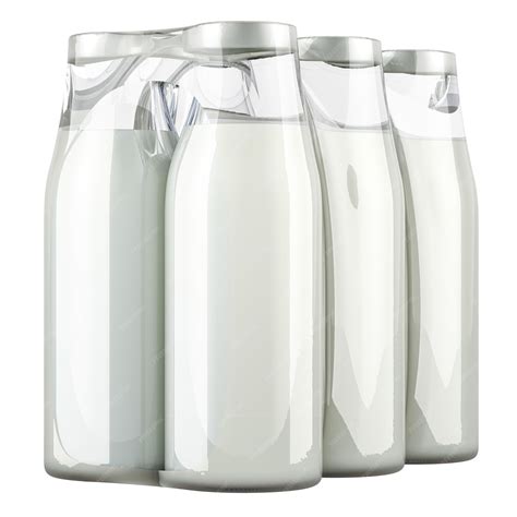 Premium PSD | Package of milk or dairy drink in glass bottles in shrink