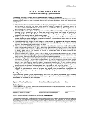 Fillable Online Extracurricular Activity Agreement Form Docx Fax Email