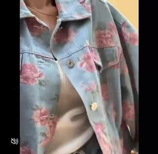 Jual Cod Floral Jaket Denim Longgar Untuk Wanita Saku Kerah Yang