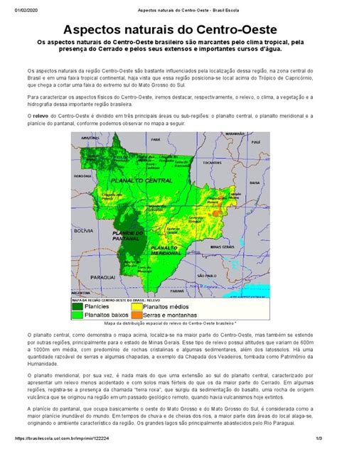 Hidrografia Da Região Centro Oeste - Os principais aspectos naturais da região Centro-Oeste do Brasil ...