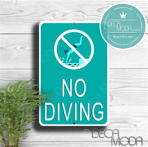 No Diving Sign, Swimming Pool Signs, Pool Signs, Pool Decor, No Diving ...