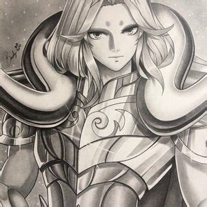 Saint Seiya Original Graphite Pencil Drawing Of Aries Mu Etsy