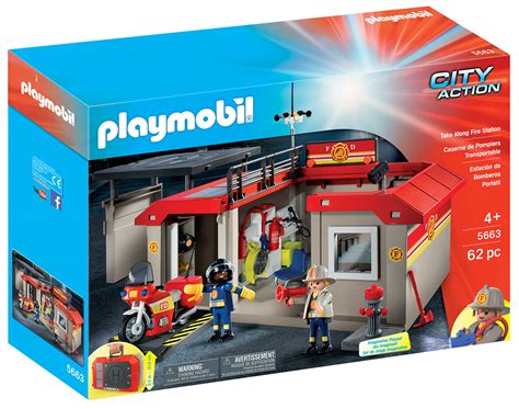 Playmobil City Action Pas Cher Caserne De Pompiers Transportable