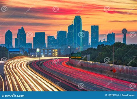 Dallas Texas Usa Downtown Skyline And Highway Stock Image Image Of