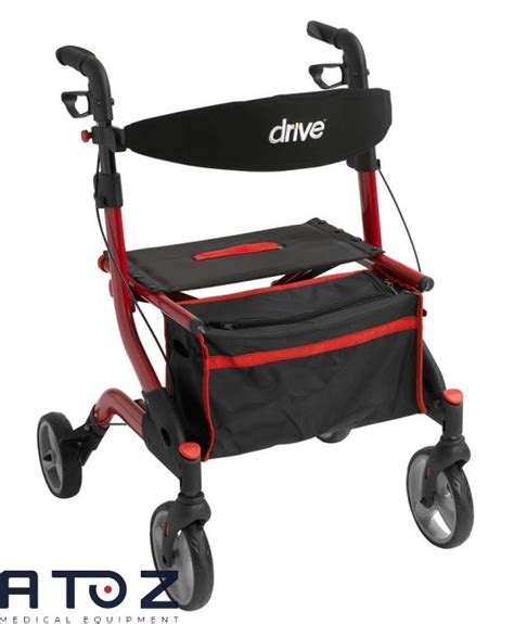 Drive Medical Nitro Euro Style Rollator Rolling Walker Red