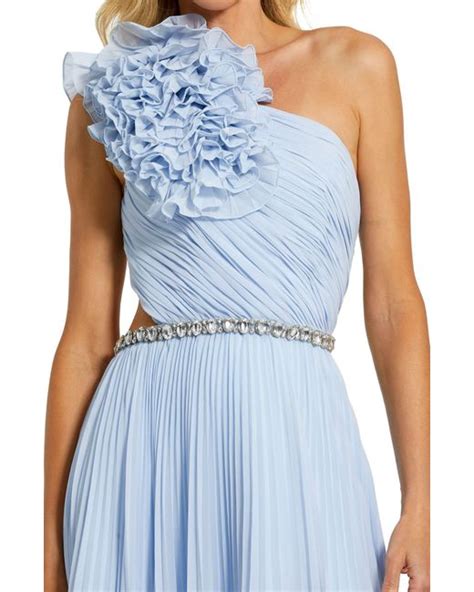 Mac Duggal Floral Detail One Shoulder Gown In Blue Lyst