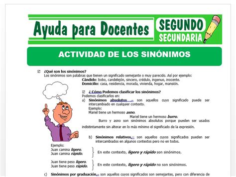 Los Sinónimos Ejercicios Para Quinto De Secundaria 55 Off