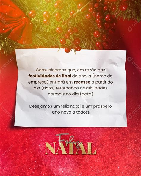 Comunicado Importante Entraremos Em Recesso Feliz Natal Social Media