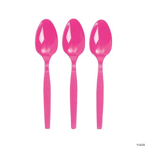 Bulk Hot Pink Plastic Spoons 50 Ct Oriental Trading