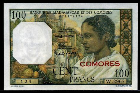 Madagascar Comoros banknotes 100 Comorian Franc banknote 1960|World ...