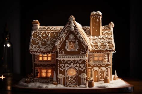 Premium AI Image Festive Gingerbread House With Intricate And