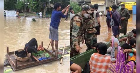 Assam Flood असम में बाढ़ और भूस्खलन का कहर कई लोगों की मौत लाखों लोग प्रभावित देखें वहां