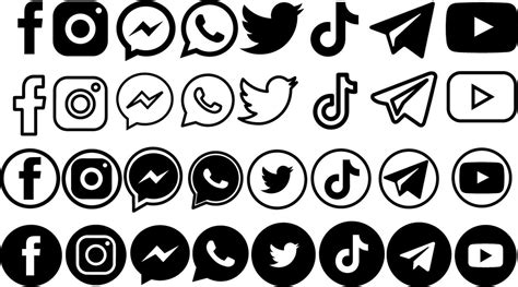 set of black social media icons with a transparent background 36385117 ...