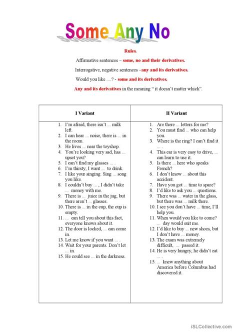 136 Some Or Any English Esl Worksheets Pdf And Doc