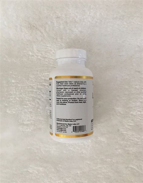 California Gold Nutrition L Glutathione Reduced 500 Mg 120 Veggi