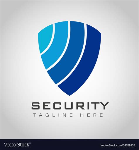 Blue shield logo for security company Royalty Free Vector