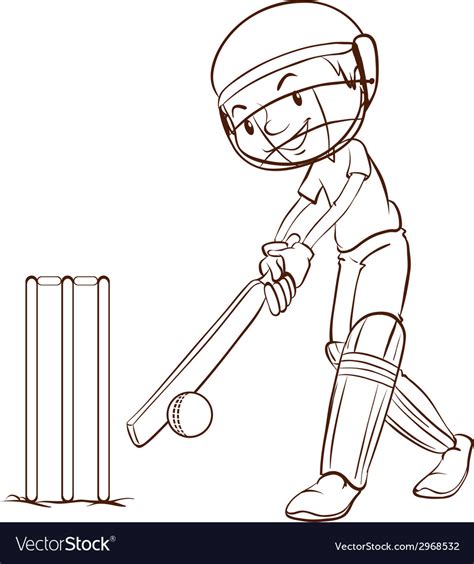 A simple sketch of man playing cricket Royalty Free Vector