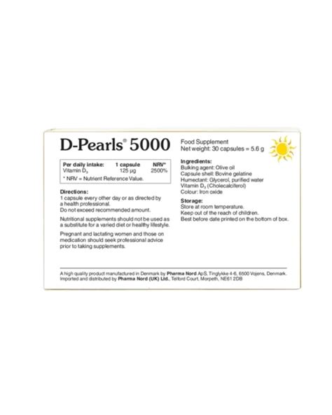 Bio Vitamin D Pearls D₃ 5000IU 125 mg 30 Capsules Dulwich Health