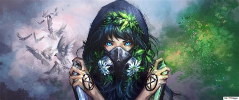 Anime Gas Mask Girl 4K wallpaper download