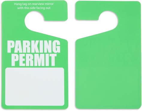 Buy 50 Pack Green Parking Permit Hang Tags For Car Rear View Mirror