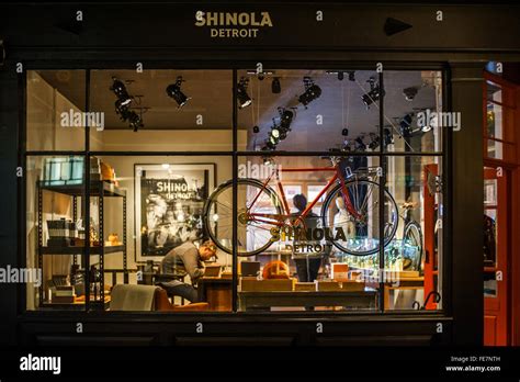 Trendy Shinola Shop At Night In Soho London Stock Photo Alamy