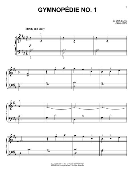 Gymnopedie No 1 Sheet Music By Erik Satie Easy Piano 157690