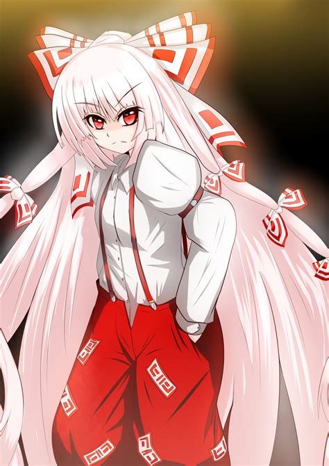 Safebooru Bow Fujiwara No Mokou Giorgio Claes Hair Bow Hair Ribbon Highres Long Hair Red Eyes