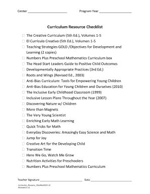 Fillable Online Dept Wp Nmsu Curriculum Resource Checklist New Mexico