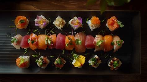 Premium Photo Artfully Arranged Sushi Platter Against A Minimalist