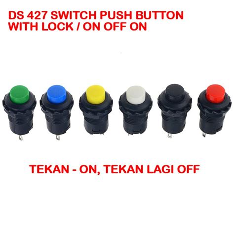 Jual A468 SWITCH PUSH BUTTON SAKLAR ON OFF ON 2 PIN DS427 3A 125V 1 5A